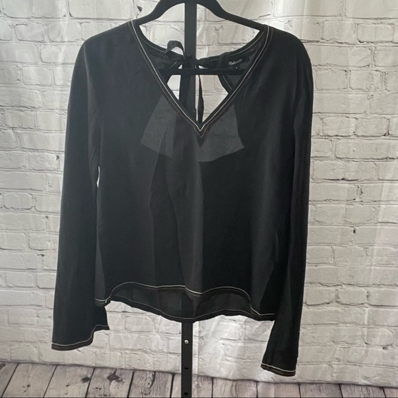 Madewell Silk Stitched Tie Back Top Medium Style H5079 - Picture 3 of 7